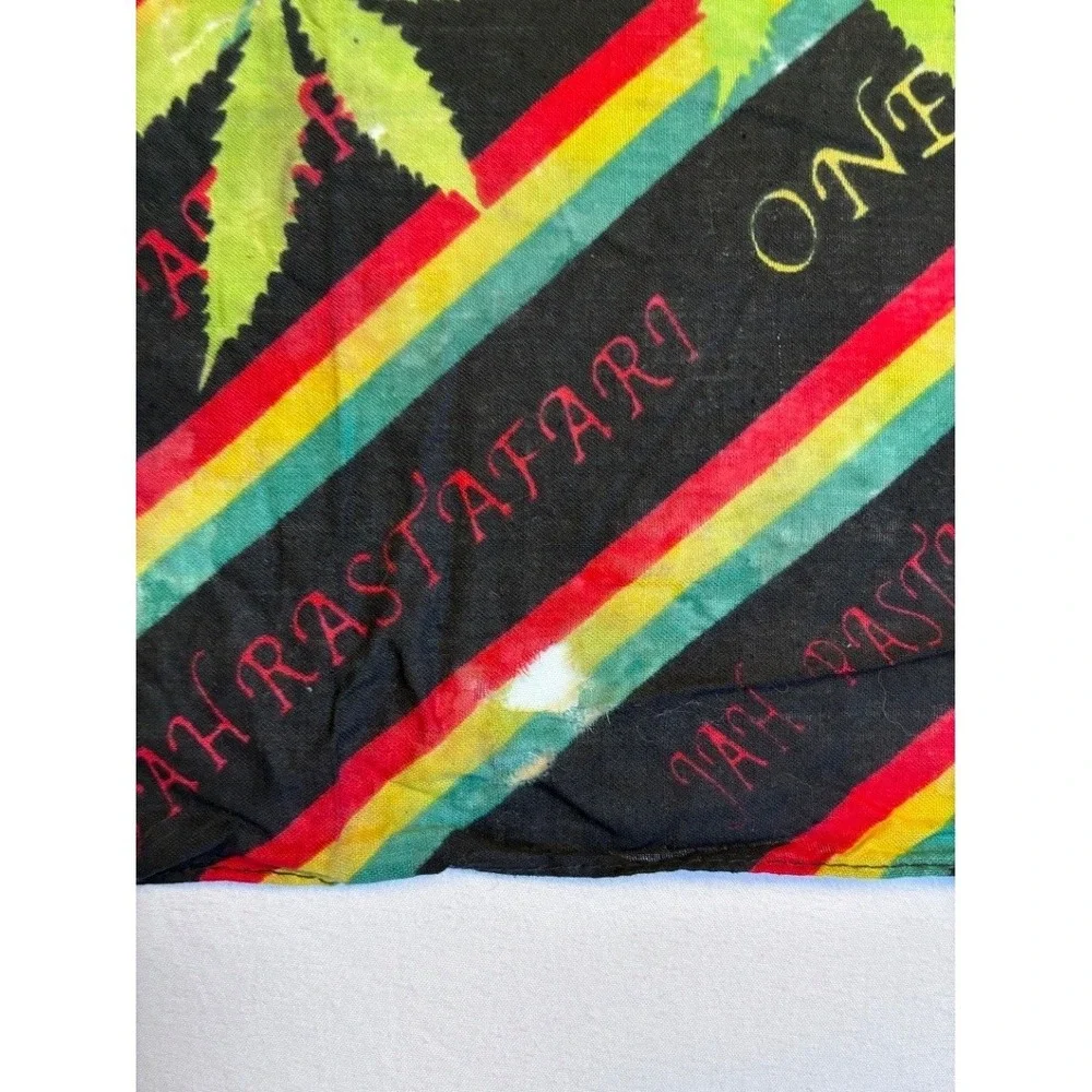 Men's Rasta One Love Bandana Scarf Cotton 21 X 21 Reggae Weed Leaf